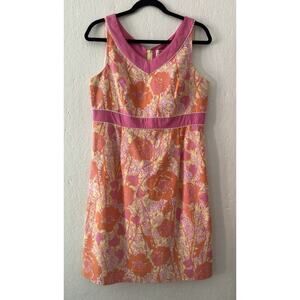 Lilly Pulitzer Originals Del Mar Shift Dress Yellow Pink Floral Size 12